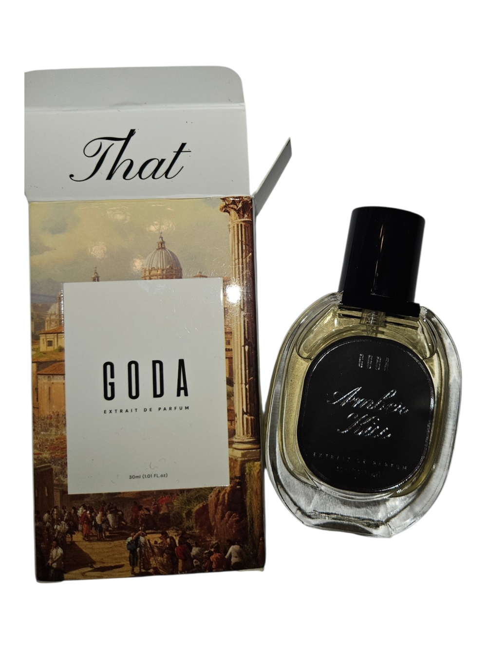 Goda Amber Kiss Fragrance — Black Label and Clear Bottle, 30 ml, NWT